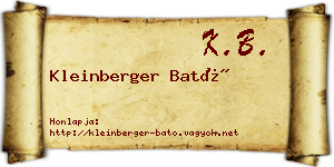 Kleinberger Bató névjegykártya